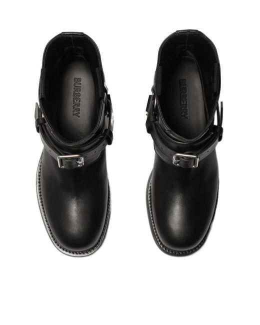 Burberry Black Cobble Buckle-Detailed Ankle Boots