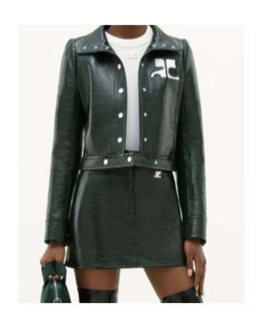 Courreges Green Courrèges Vinyl Straight Hem Cropped Jacket
