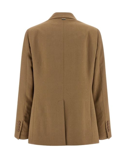 Herno Green Micro Sequin Double-Breasted Blazer