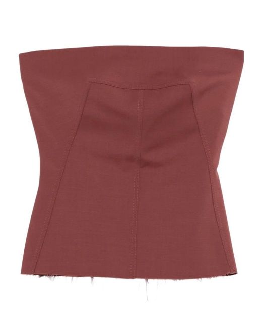 Rick Owens Red Seam-Detail Raw-Cut Top