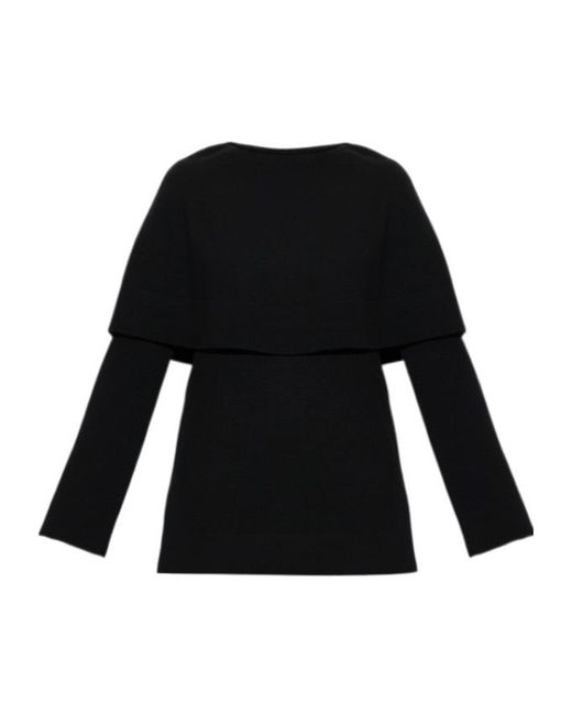 Lisa Yang Black Jaylani Cape-Overlay Knitted Sweater