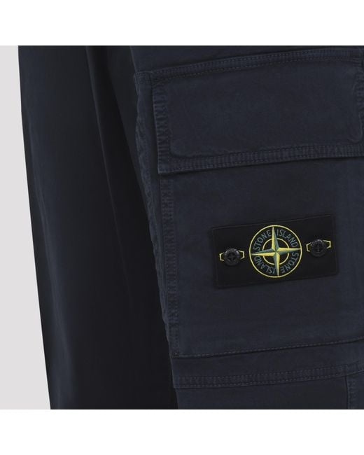Stone Island Blue Elastic-Waist Casual Trousers for men