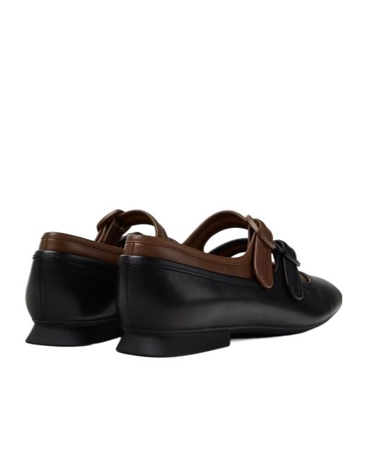 Camper Black Leather Ballerinas For