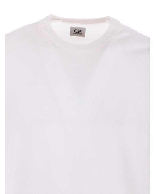 C P Company White Lens Detail Crewneck Jumper for men
