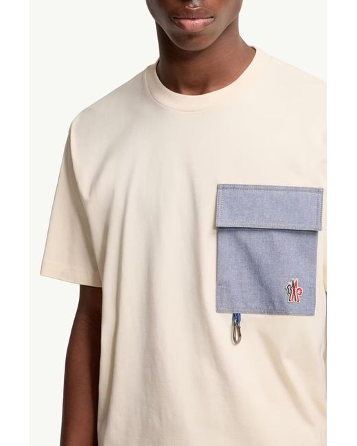 Moncler White Grenoble Logo Patch Crewneck T-Shirt for men