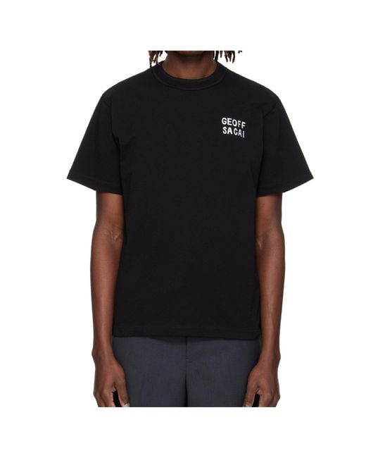 Sacai Black Logo Detailed Crewneck T-Shirt for men