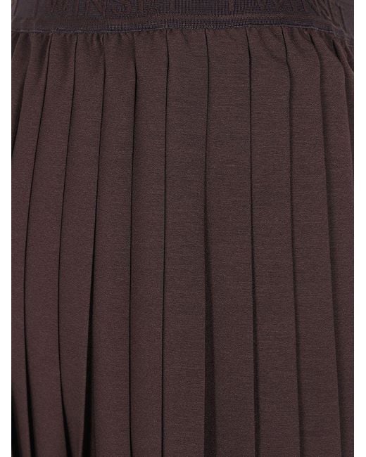 Twinset Brown Pleated Crêpe Mini Skirt