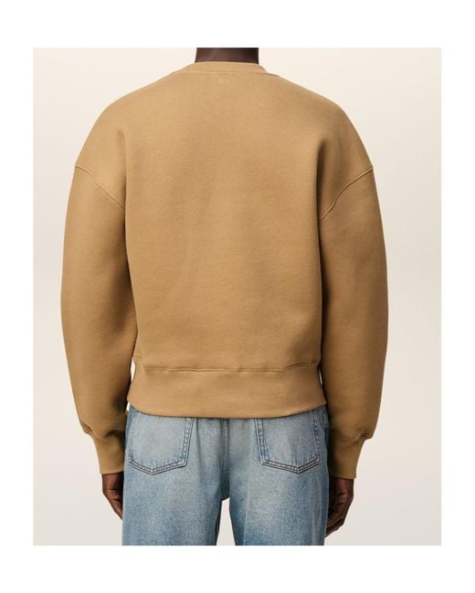 AMI Natural Ami De Coeur Logo Embossed Sweatshirt for men