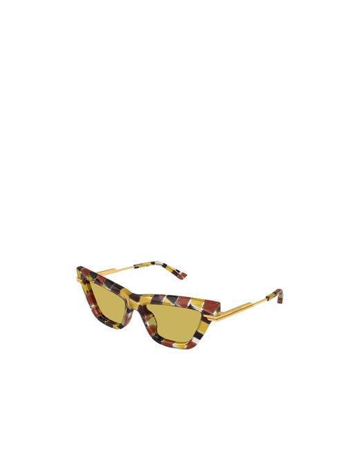 Bottega Veneta Yellow Eyewear Cat-Eye Frame Sunglasses