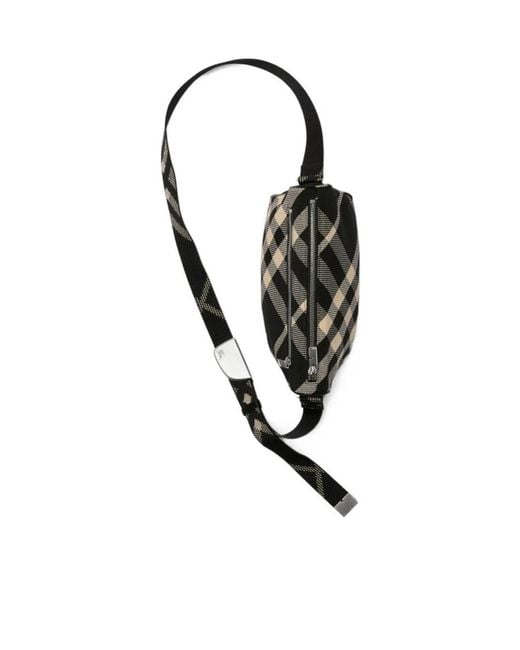 Burberry Black Shield Checked Messenger Bag for men
