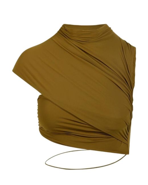 Amazuìn Green Draped One-Shoulder Top