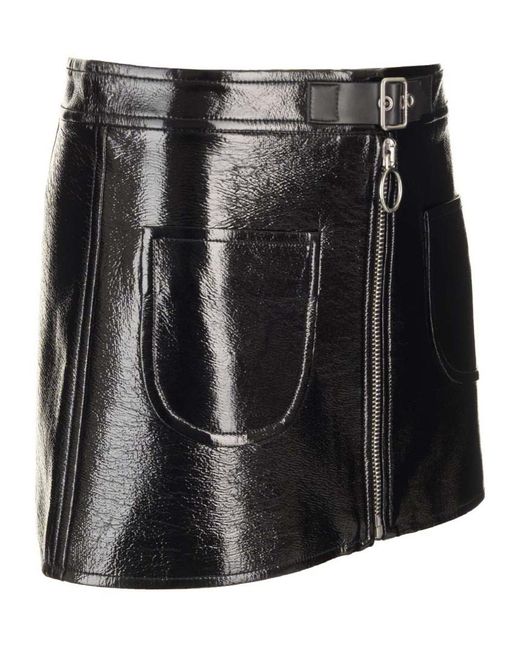 Courreges Black Courrèges Buckle Zipped Vinyl Mini Skirt