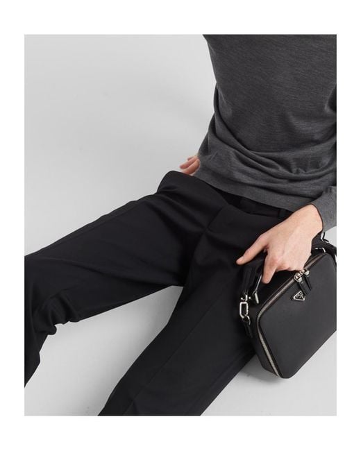 Prada Black Wool Belt Loop Casual Pants for men