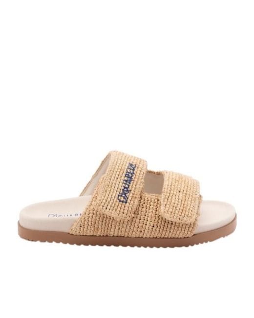 DSquared² Natural Textured Slide Sandals for men
