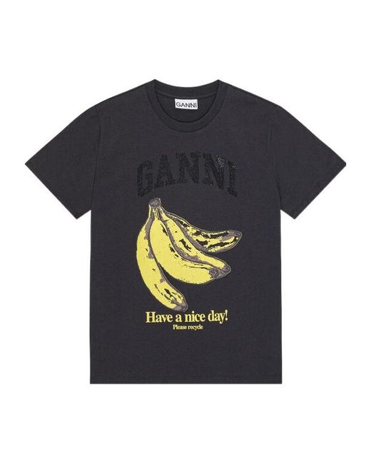 Ganni Blue Banana Graphic T-Shirt