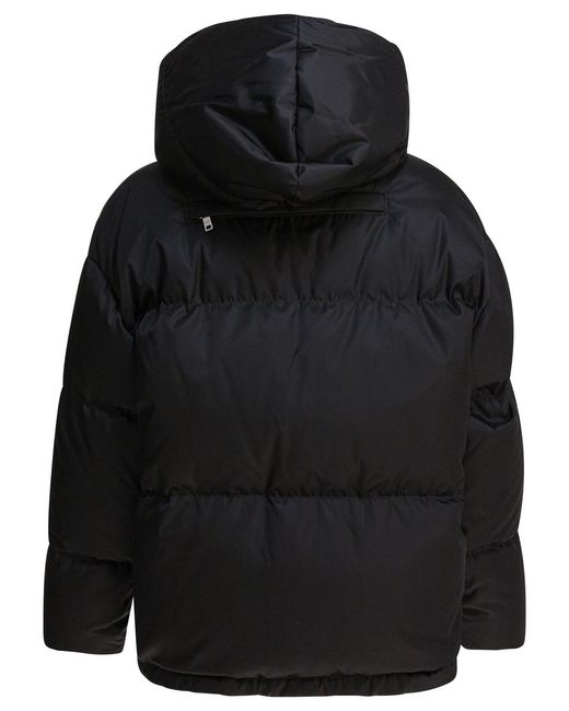 Prada Blue Zip-Up Hooded Puffer Jacket