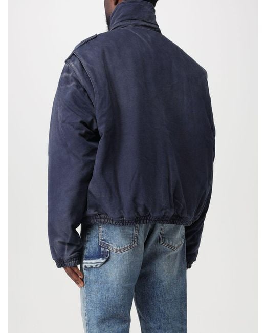 Heron Preston Blue Eagle-Patch Distressed-Effect Jacket for men