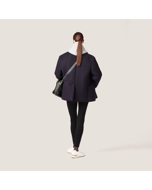 Miu Miu Blue Double-Breasted Cloth Peacoat Jacket