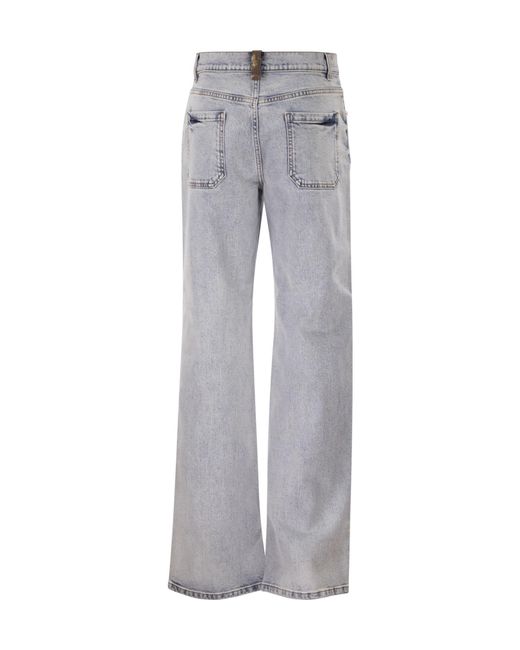 Fabiana Filippi Gray Five-Pocket Denim Trousers With Diamond Detailing