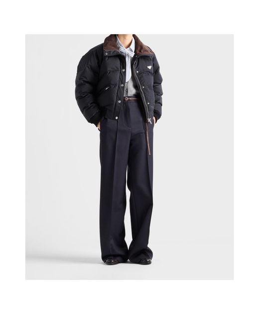 Prada Blue Cropped Compact Poplin Down Jacket