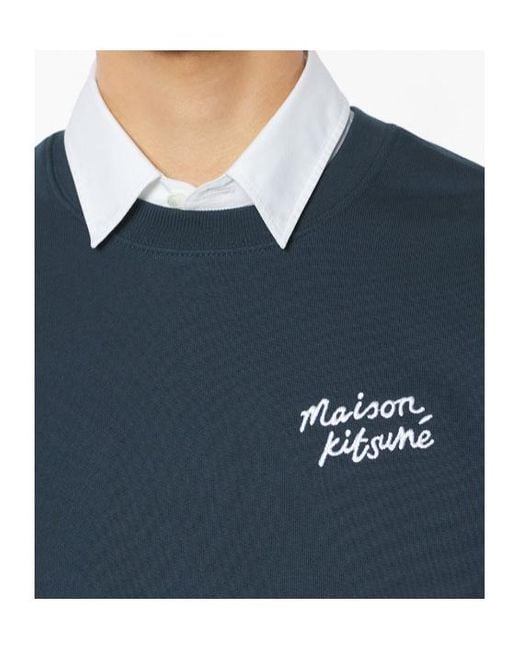 Maison Kitsuné Blue Logo-Print Sweatshirt for men