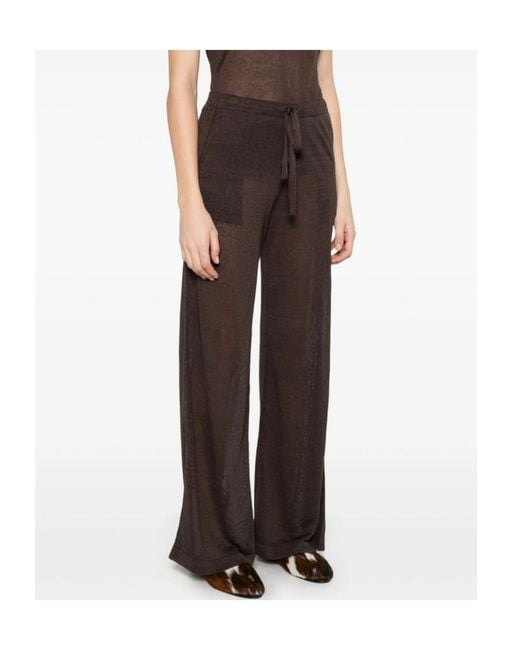 P.A.R.O.S.H. Brown Knitted Palazzo Pants