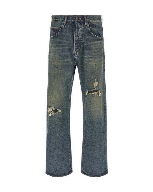 Purple Brand Blue 9 To 5 Distressed Wide-Leg Jeans for men