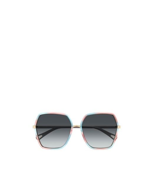 Chloé Blue Chloé Eyewear Geometric Frame Sunglasses