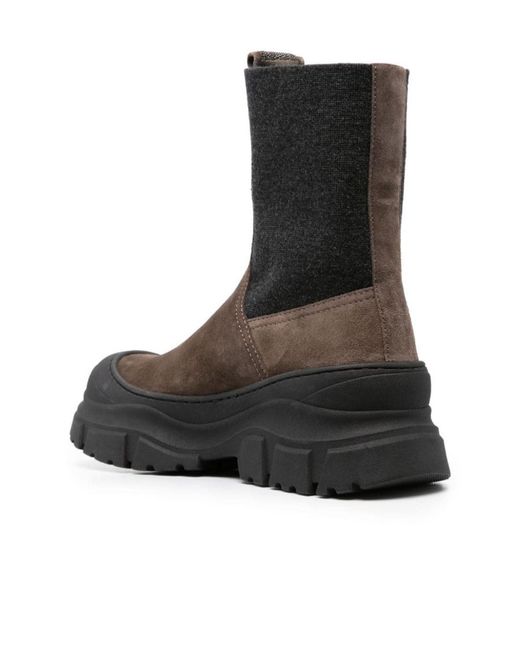 Brunello Cucinelli Brown Monili-Embellished Ankle Boots