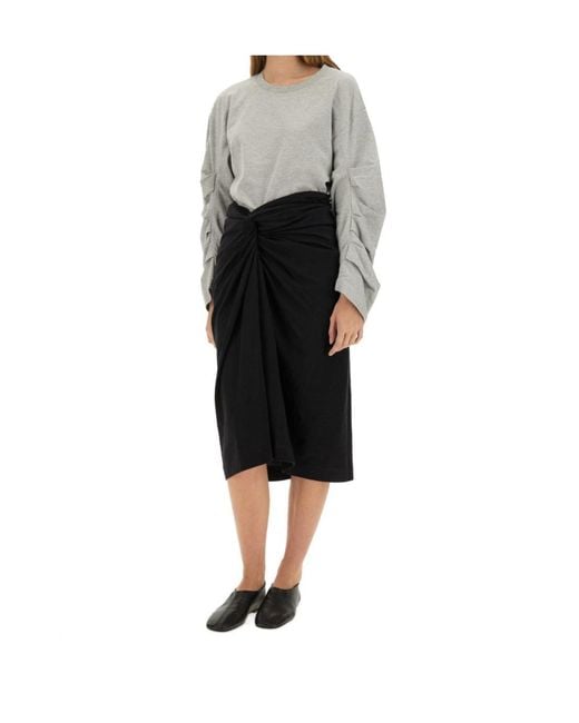 Dries Van Noten Black Knotted Jersey Skirt