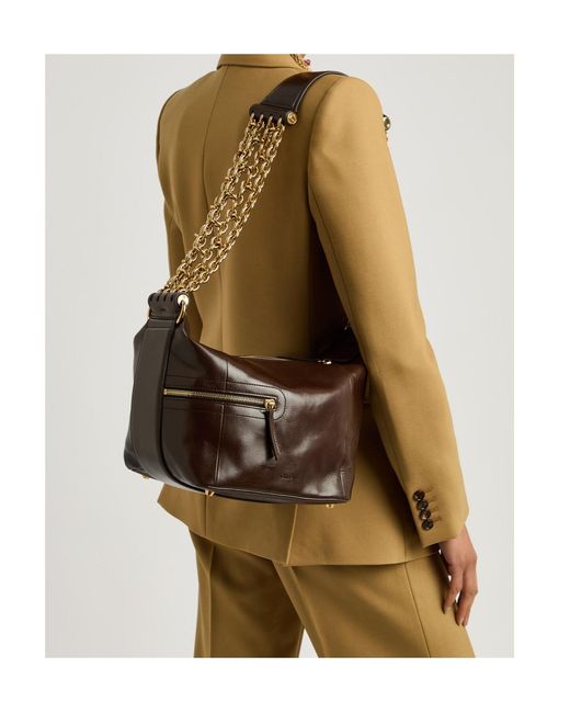 Chloé Brown Glossed Leather Camera Bag