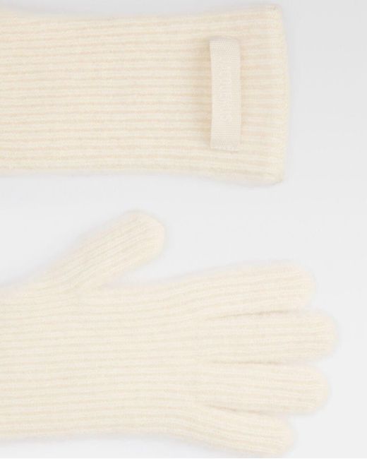 Jacquemus White Logo Patch Ribbed Gloves