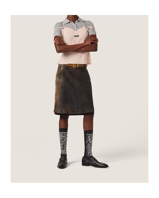 Miu Miu Gray Marocain Crepe Top
