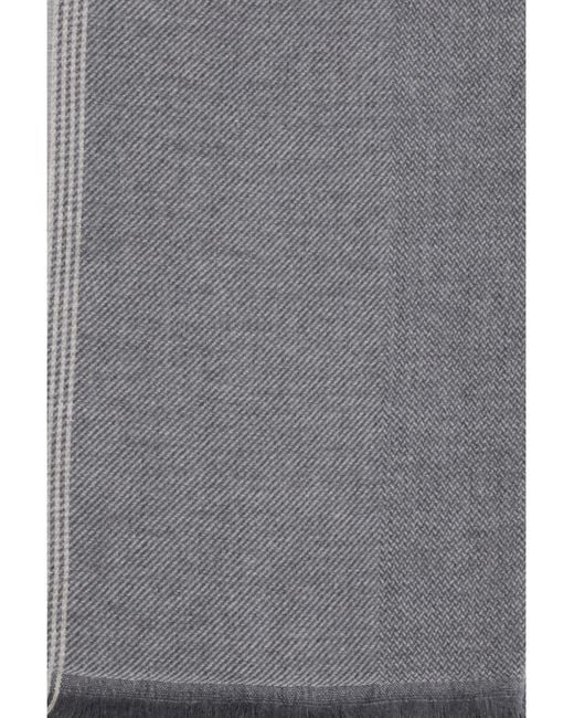 Brunello Cucinelli Gray Fringed Scarf for men