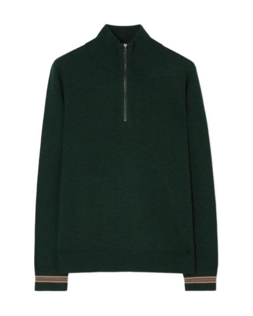 Burberry Green Wool Half-Zip Sweater for men