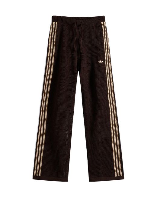 Adidas Originals Black Mesh-Knit Side-Stripe Track Pants