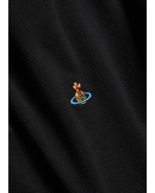 Vivienne Westwood Black Logo-Embroidered Piqué Cotton Polo Shirt for men