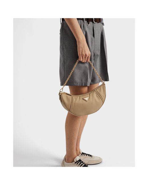 Prada Natural Demi-Lune Zipped Shoulder Bag