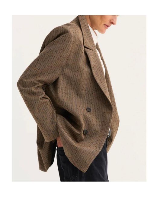 Rohe Brown Double Breasted Herringbone Jacket