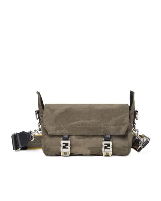 Fendi Gray Flow Small- Patchwork Nylon Bag for men
