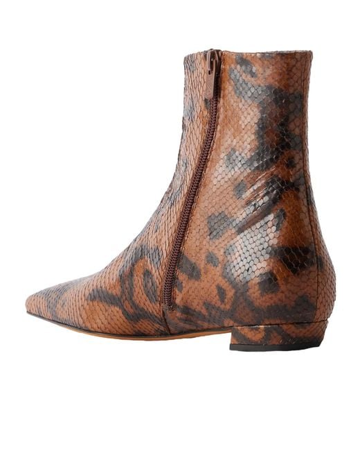 Proenza Schouler Brown Trap Snake-Effect Leather Ankle Boots