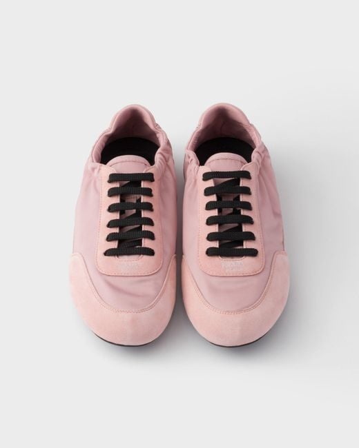 Prada Pink Collapse Lace-Up Sneakers