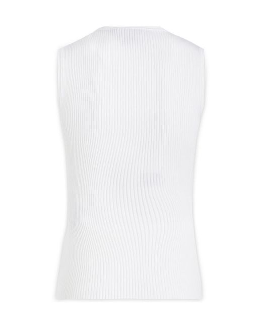 McQueen White Crewneck Sleeveless Knitted Top