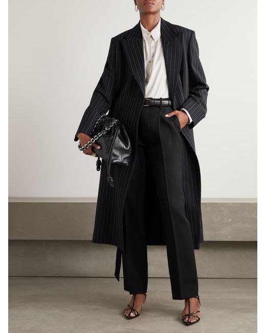 Victoria Beckham Black Wool Pleated Casual Pants