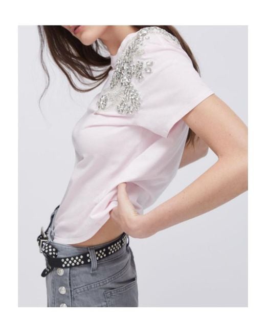 Liu Jo Pink Embellished Crewnewck T-Shirt