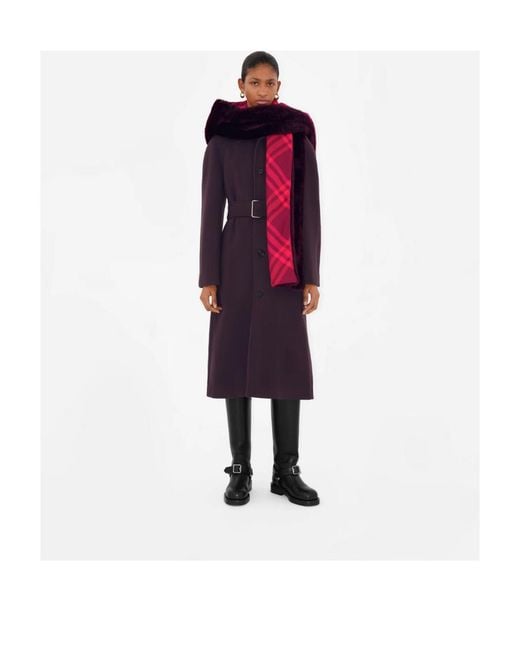 Burberry Purple Faux-Fur Hooded Wraparound Scarf for men