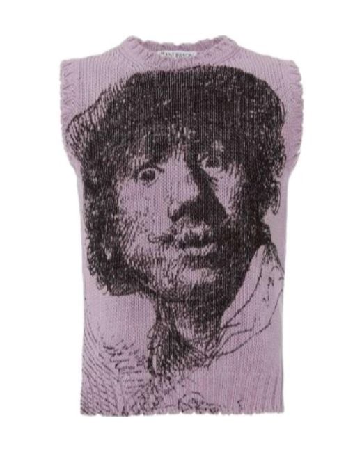 J.W. Anderson Purple Rembrandt-Print Sleeveless Jumper for men