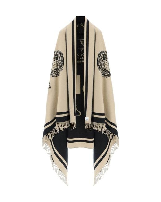 Burberry White Logo Printed Frayed-Edge Scarf