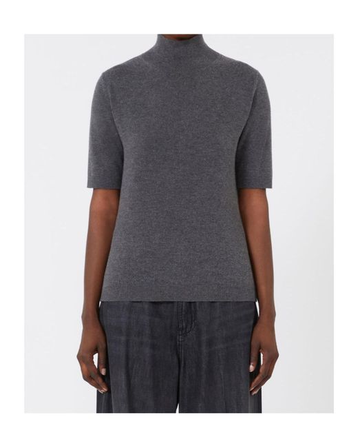 Max Mara Gray Short-Sleeved Knitted Jumper