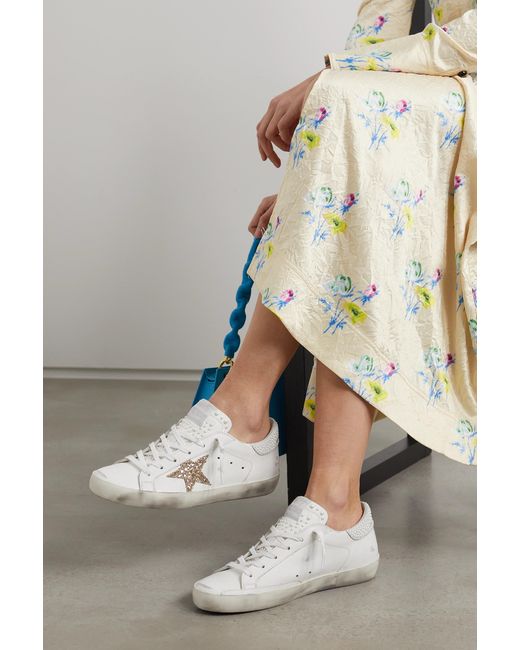 Golden Goose Deluxe Brand White Super-Star Embellished Imitation Casual Sneakers